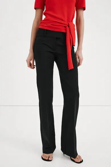 Mango pantaloni drepți talie medie