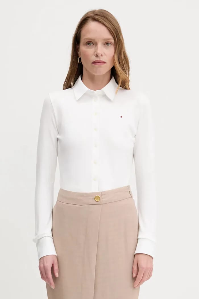 Tommy Hilfiger cămașă stretch albă