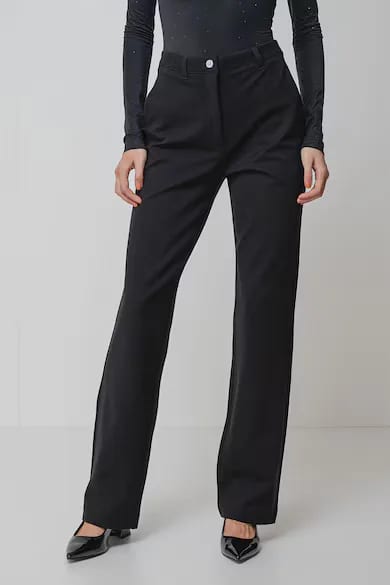 Guess pantaloni drepți negri talie înaltă