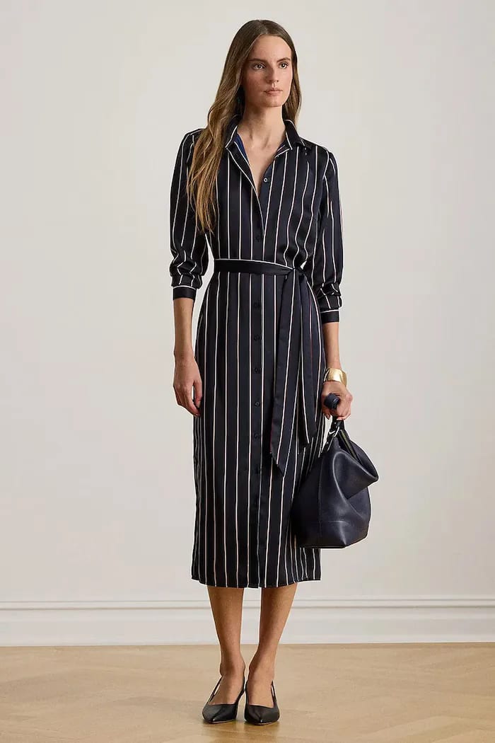 Lauren Ralph Lauren midi evazat bleumarin